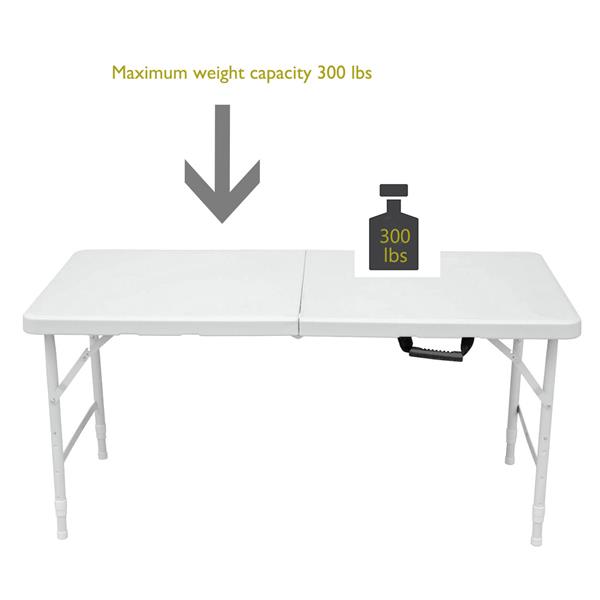 4ft Portable Folding Table Indoor&Outdoor Maximum Weight 135KG Foldable Table for Camping White