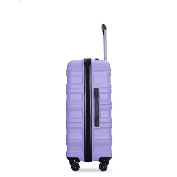 Expandable 3 Piece Luggage Sets PC Lightweight & Durable Suitcase with Two Hooks, Spinner Wheels, TSA Lock, (21/25/29) Purple