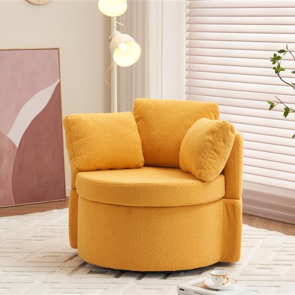 Fabric Swivel And Storage Chair With Back Cushion For Living Room,Yellow