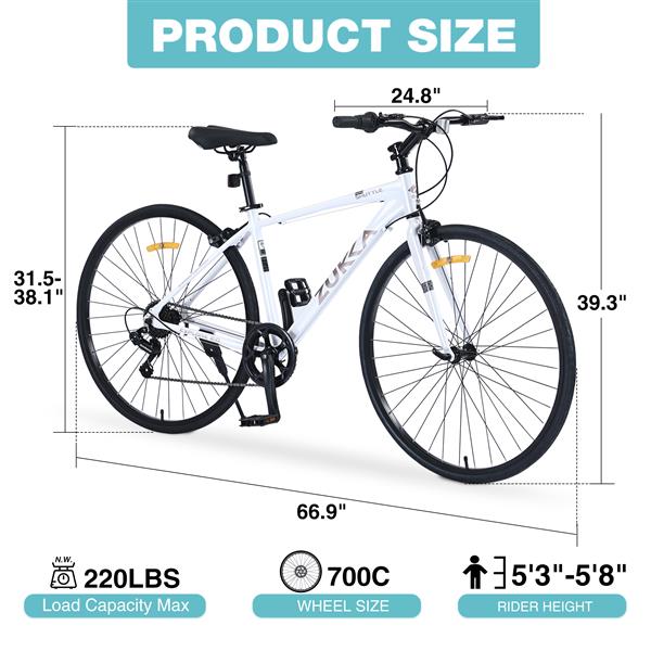 7 Speed Hybrid Bike Aluminum Alloy Frame C-Brake 700C Road Bike For men women's City Bicycle