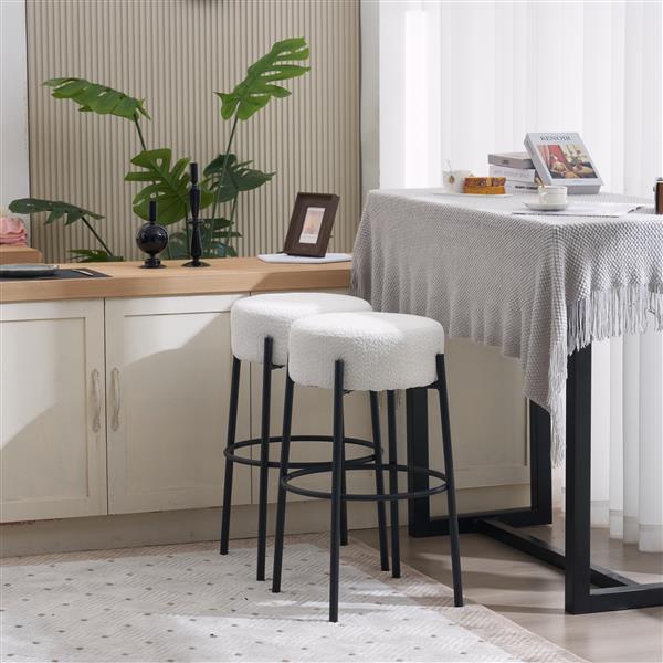 30" Tall, Round High Bar Stools, Set of 2 - Contemporary upholstered dining stools for kitchens, coffee shops and bar stores - Includes sturdy hardware support legs