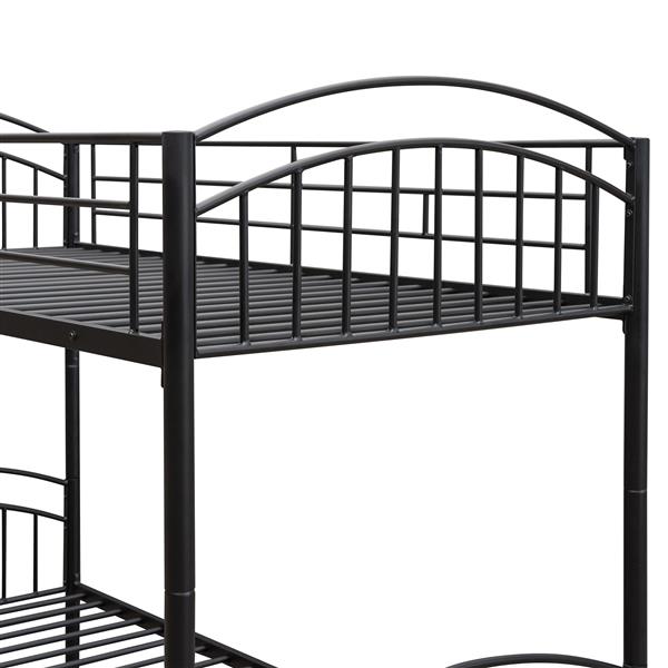 Twin Over Twin Metal Bunk Bed,Divided into Two Beds(Black)