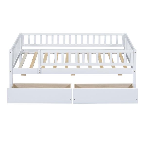 Twin Size Daybed Wood Bed with Two Drawers , White