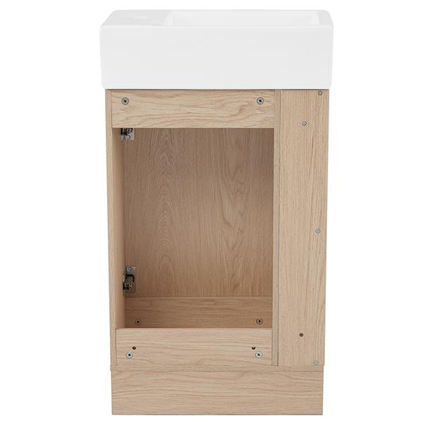 18.6" Bathroom Vanity with Sink, Bathroom Vanity Cabinet with Two-tier Shelf, Left or Right Orientation, Natural