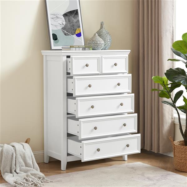 Modern 6 Drawers Dresser 6 Drawers Cabinet,Chest of Drawers Closet Organizers and Storage Clothes Storage Drawers Cabinet for Living Room, Farmhouse Dresser Organizer white