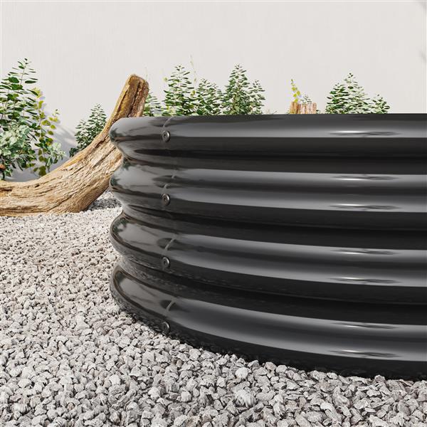 Raised Garden Bed Outdoor,   Oval Large Metal Raised Planter Bed for for Plants, Vegetables, and Flowers - Black