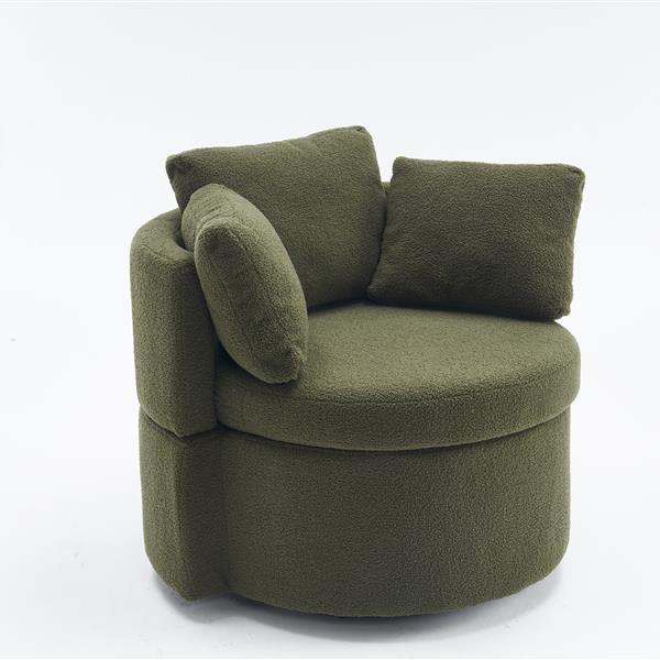 Fabric Swivel And Storage Chair With Back Cushion For Living Room,Green