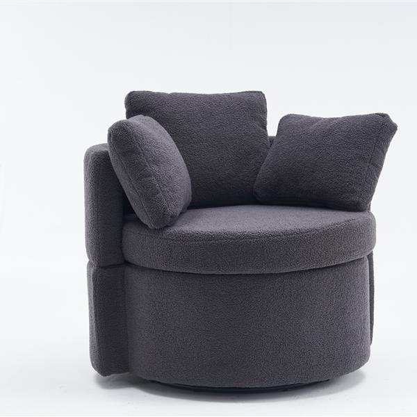 Fabric Swivel And Storage Chair With Back Cushion For Living Room,Dark Gray