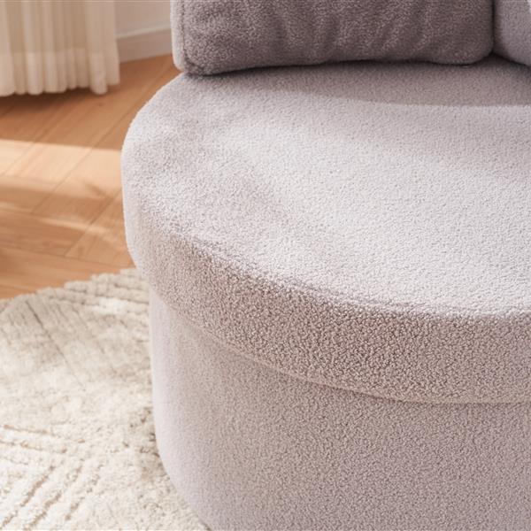 Fabric Swivel And Storage Chair With Back Cushion For Living Room,Light Gray