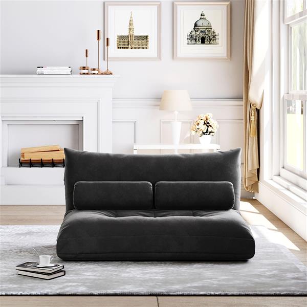 Lazy Sofa Adjustable Folding Futon Sofa Video Gaming Sofa with Two Pillows