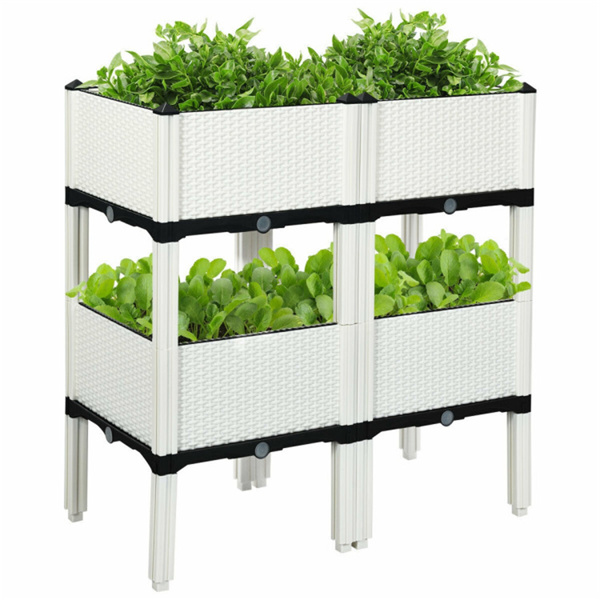 4PCS Elevated Planting Box White  ﻿