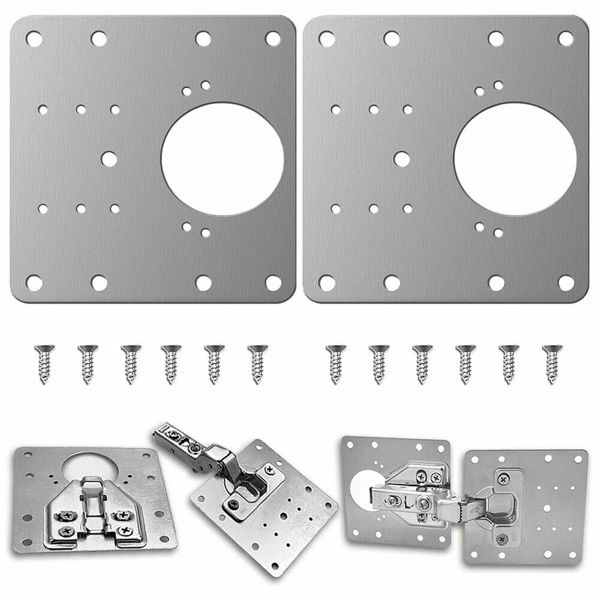 4 Kitchen Cupboard Door Hinge Repair Kit Plate and Fixing Screws Cabinet