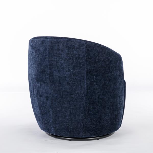 Chenille Fabric Swivel Armchair Barrel Chair With Black Powder Coating Metal Ring,Blue