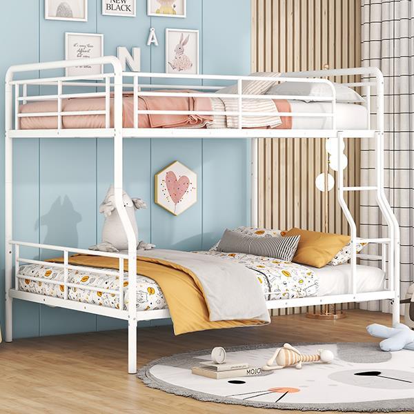 Full XL Over Queen Metal Bunk Bed, White