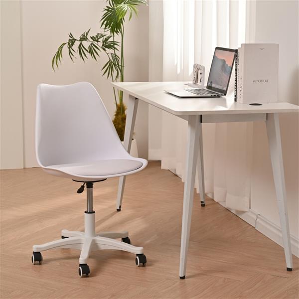 Armless Office Chair,Ergonomic Small Computer Desk Chair with Wheels,Adjustable Rolling Chair, Support Swivel Task Chair for Small Spaces living room,bedroom(White)