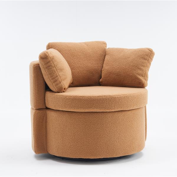 Fabric Swivel And Storage Chair With Back Cushion For Living Room,Khaki