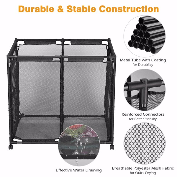 Pool Storage Bin, Pool and Ball Storage Organizer with Nylon Mesh Basket, for Pool Floats, Balls, Toys, Air Dry Quickly and Easily Roll The Storage Bins To Your Home Garage(No shipping on weekends.)