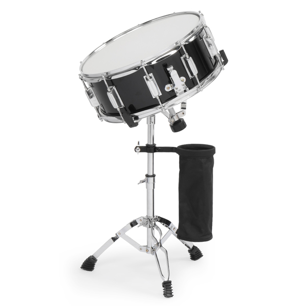 14 x 5.5in Snare Drum Set with Drumstick Holder, Snare Drum Bag, Strap, Mute Pad & Drum Stick for Beginner Student Black