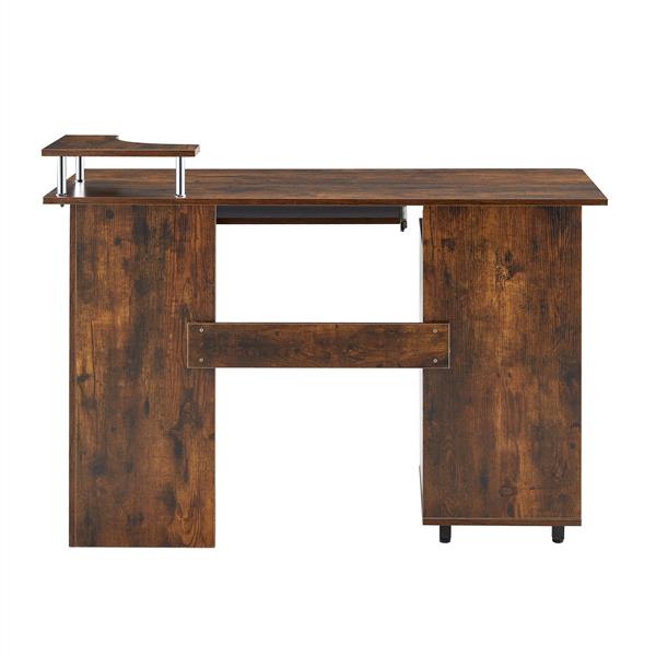 D&N solid wood computer Desk,office table with PC droller, storage shelves and file cabinet , two drawers, Ctray,a shelf used for planting, single , HPS, 47.24''L 21.65''W 34.35''H