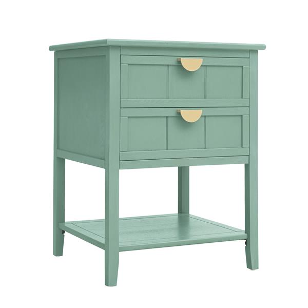 2 Drawer Side Table, American Style, End Table, Suitable for Bedroom, Living Room, Study