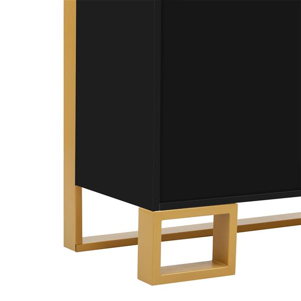 Modern Style 59"L Sideboard with Large Storage Space and Gold Metal Legs for Living Room and Entryway (Black)