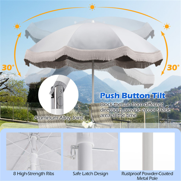 6.5-foot outdoor umbrella, elegant white 