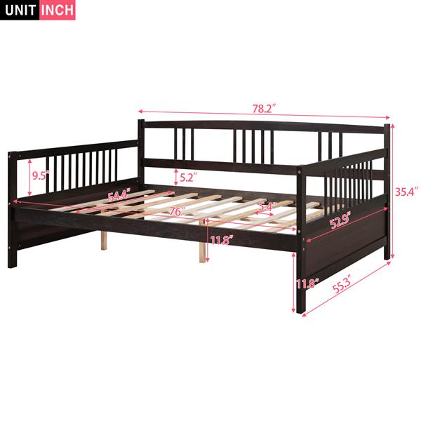 Full Size Daybed with Support Legs, Espresso