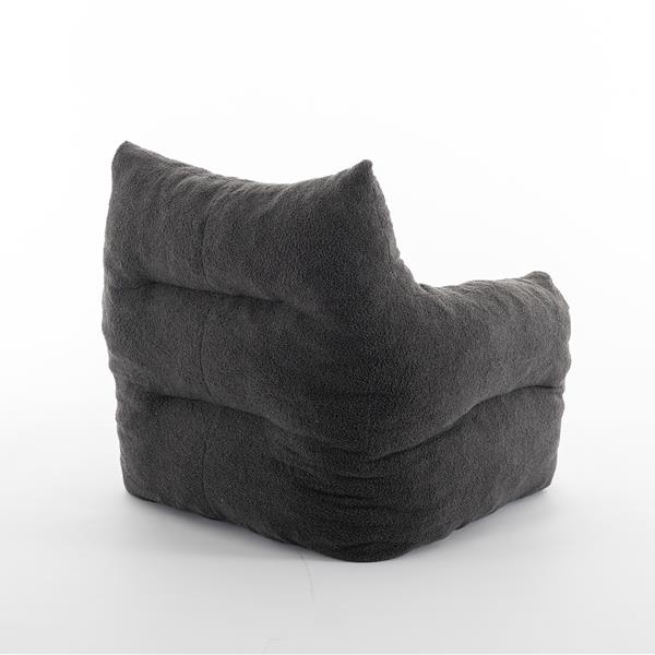 054-Large Size Teddy Fabric Bean Bag Chair Lazy Sofa Chair Sponge filling For Indoor,Dark Gray