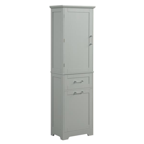 Tall Bathroom Storage Cabinet,  Storage Cabinet with Two Different Size Drawers and Adjustable Shelf, MDF Board with Painted Finish, Grey