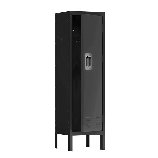 1 Door Tall Single Metal Locker-Retro Style Storage Cabinet--Industrial Furniture--For Living Room/Bedroom/Storage Room/Gym/School--Black