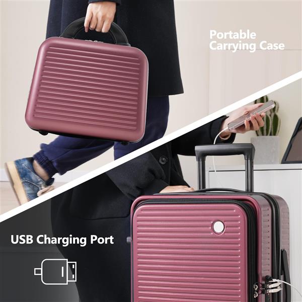 Carry-on Luggage 20 Inch Front Open Luggage Lightweight Suitcase with Front Pocket and USB Port, 1 Portable Carrying Case