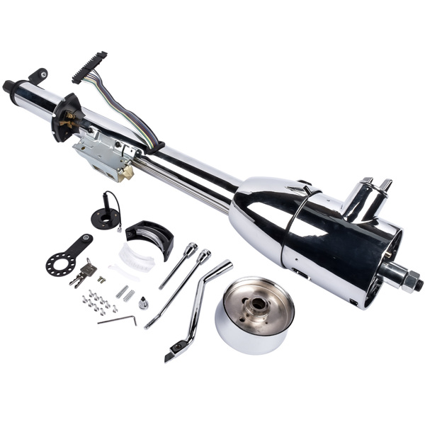 Chrome 30" Steering Column Hot Street Rod Tilt Automatic with Key and Adapter