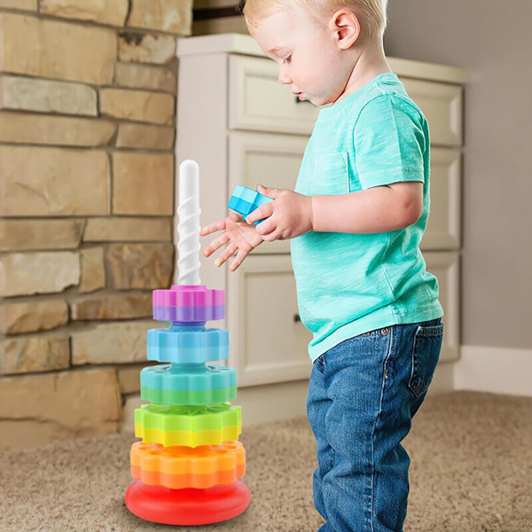 Spinning Stacker Baby Sensory Spin Gears Stacking Rings Baby Preschool Toys N