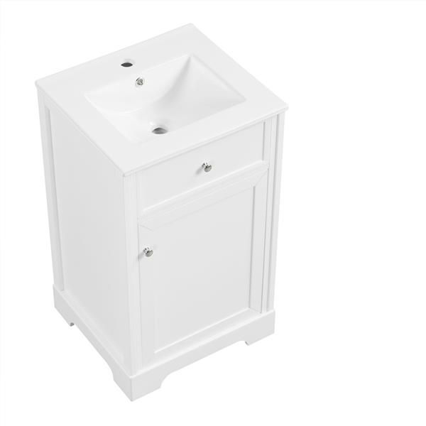 20" Bathroom Vanity with Sink, Bathroom Cabinet with Soft Closing Door, Storage Rack and Adjustable Shelve, White