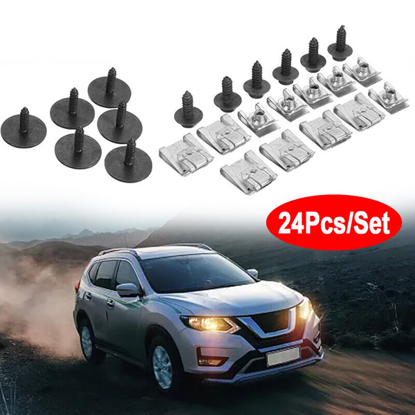 24pcs Engine Undertray Clips Screws Under Cover Rivets for Mercedes-Benz E-Class