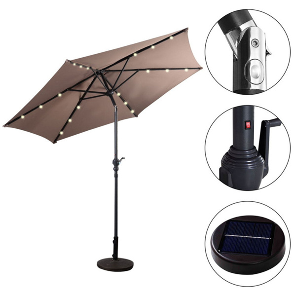 9 Feet LED Solar Umbrella 