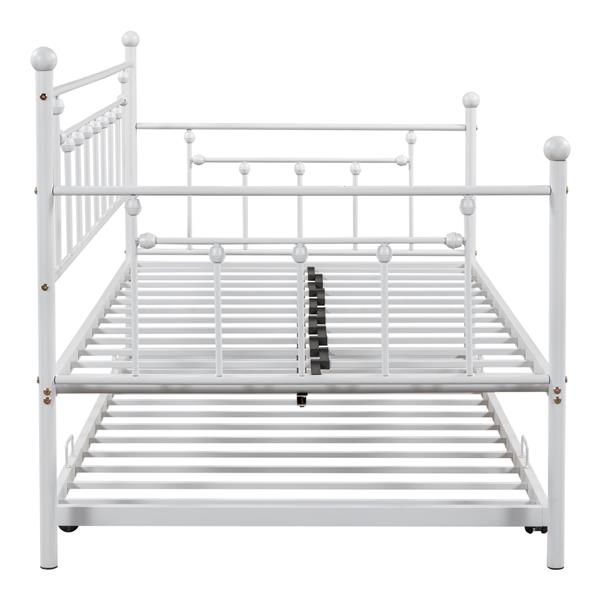 Metal Twin Daybed with Trundle/ Heavy-duty Sturdy Metal/ Noise Reduced/ Trundle for Flexible Space/ Vintage Style/ No Box Spring Needed