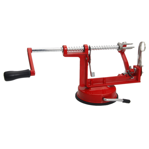 3-in-1 Stainless Steel Hand-cranking Apple Peeler Slicer Peeler Red