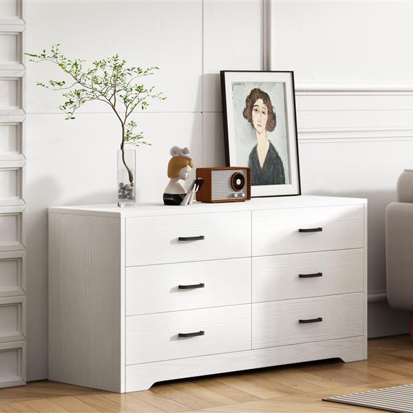 WOOD MDF BOARDS, 6 Drawers Dresser, WHITE