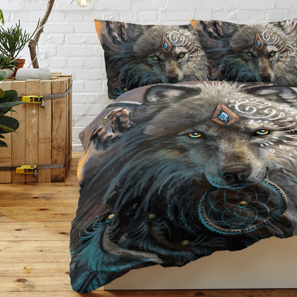 Ultra Soft Wolf Warrior Duvet Cover Set for Comforter with Pillowcase Kids Teens