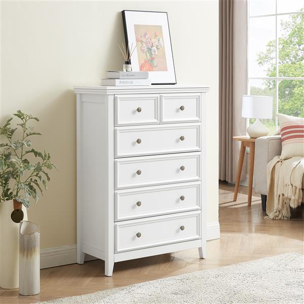 Modern 6 Drawers Dresser 6 Drawers Cabinet,Chest of Drawers Closet Organizers and Storage Clothes Storage Drawers Cabinet for Living Room, Farmhouse Dresser Organizer white