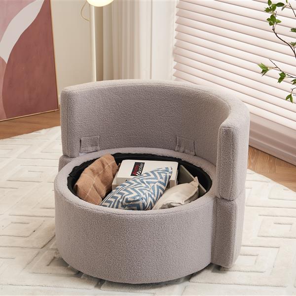 Fabric Swivel And Storage Chair With Back Cushion For Living Room,Light Gray