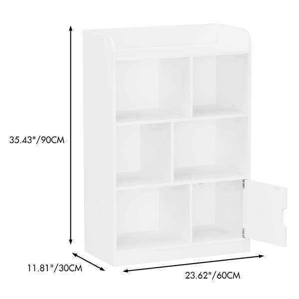 Kids Bookcase, Bookshelf with 6 Compartments,  Shelves and Cube Organizer, for Bedroom Living Room Office Closet School in White