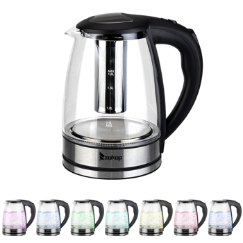 ZOKOP HD-1861-A 110V 1500W 1.8L Electric Glass Kettle US Plug