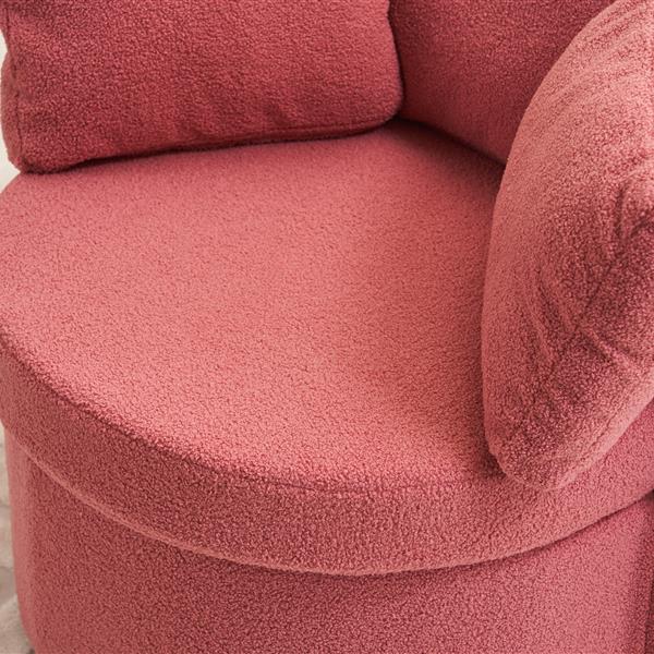 Fabric Swivel And Storage Chair With Back Cushion For Living Room,Dark Pink