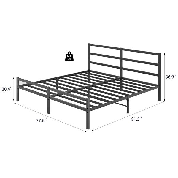 Metal Platform Bed frame with Headboard, Sturdy Metal Frame, No Box Spring Needed(King)