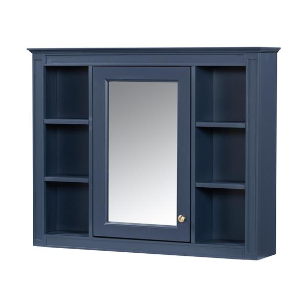 36'' Bathroom Vanity with  Medicine Cabinet, Royal Blue Mirror Cabinet, Modern Bathroom Storage Cabinet with 2 Soft Closing Doors and 4 Drawers, Single Sink Bathroom Vanity