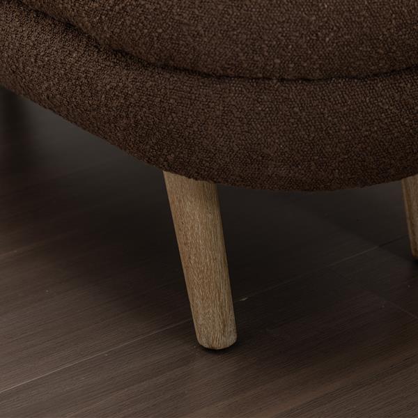 036-Boucle Fabric Storage Bench Bedroom Bench With Wood Legs For Living Room Bedroom Indoor,Brown