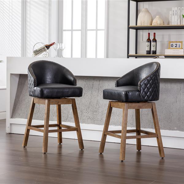 Bar Stools Set of 2 Counter Height Chairs with Footrest for Kitchen, Dining Room And 360 Degree Swivel