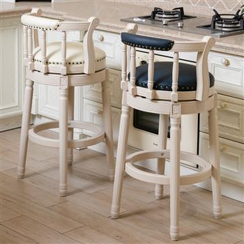 Bar Stools Seat Height 29.5\\'\\' Leather Wooden Bar Stools(WHITE-BLUE 1pc)